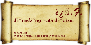 Örmény Fabrícius névjegykártya
